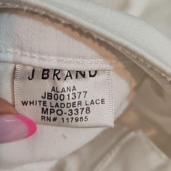 J BRAND Alana High-Rise White Ladder Lace Cropped Skinny Jeans Size 28 - Picture 10 of 12